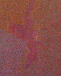 Australian Indigenous (Aboriginal and Torres Strait Islander) artwork by EVA NARGOODAH of Mangkaja Artists. The title is Dry Season. [290/14] (Atelier Artist Acrylic on 11oz Canvas)