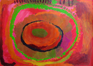 Australian Indigenous (Aboriginal and Torres Strait Islander) artwork by PAJI WAJINA HONEYCHILD YANKARR of Mangkaja Artists. The title is Dry Place. [wp296/99] (Derivan Matisse Acrylic - 250gsm Velin Arches Paper)