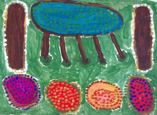 Australian Indigenous (Aboriginal and Torres Strait Islander) artwork by WANKURTA PEANUT FORD of Mangkaja Artists. The title is Desert Country. [wp636/92] (Derivan Matisse Acrylic - 250gsm Velin Arches Paper)