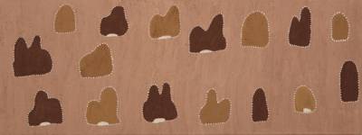Australian Indigenous (Aboriginal and Torres Strait Islander) artwork by MARIKA PATRICK of Warmun Artists. The title is Dadjahn People. [WAC 052/07] (Natural Ochre and Pigments on Canvas)