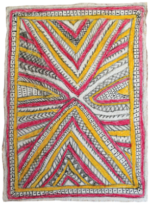 Australian Indigenous (Aboriginal and Torres Strait Islander) artwork by FATE SAVARI (ISAWDI) of Omie Artists. The title is Dahor’e - Mountains of my brother’s land. [14-241] (Pencil and Ink on Paper)