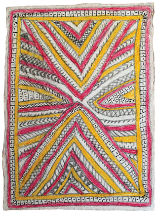 Australian Indigenous (Aboriginal and Torres Strait Islander) artwork by FATE SAVARI (ISAWDI) of Omie Artists. The title is Dahor’e - Mountains of my brother’s land. [14-241] (Pencil and Ink on Paper)