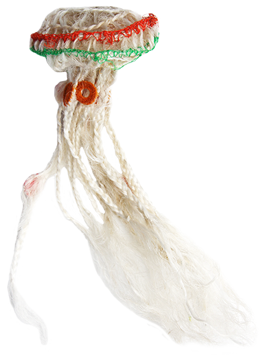 Australian Indigenous (Aboriginal and Torres Strait Islander) artwork by FLORENCE GUTCHEN of Erub Erwer Meta. The title is Dama. [16-152] (Rope & Twine)