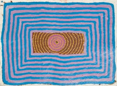 Australian Indigenous (Aboriginal and Torres Strait Islander) artwork by EUNICE NAPANANGKA JACK of Ikuntji Artists. The title is Deep Water Rockholes at Tjukurla. [IKP96EJ12] (Acrylic on Paper)