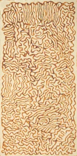 Australian Indigenous (Aboriginal and Torres Strait Islander) artwork by JOSEPHINE NAPURRULA of Papunya Tula Artists. The title is Designs of Tjukurla Site. [JN0411005] (Acrylic on Belgian Linen)