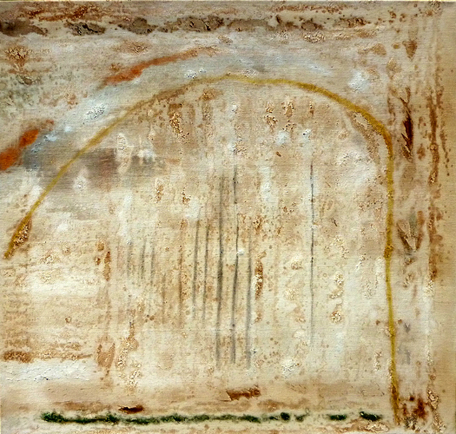 Australian Indigenous (Aboriginal and Torres Strait Islander) artwork by LINDSAY HARRIS of Miscellaneous Artists. The title is Djaarl (Sinew). [06 - Djaarl (Sinew) ] (Pigment, Resin and Clay on Hemp)