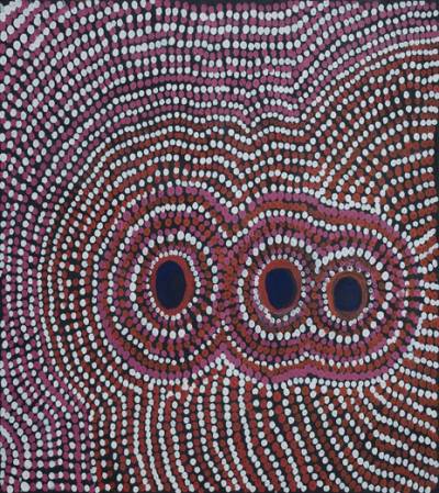 Australian Indigenous (Aboriginal and Torres Strait Islander) artwork by TILLY NAPALTJARRI of Ikuntji Artists. The title is Dog Tracks. [IK05TN410] (Acrylic on Canvas)