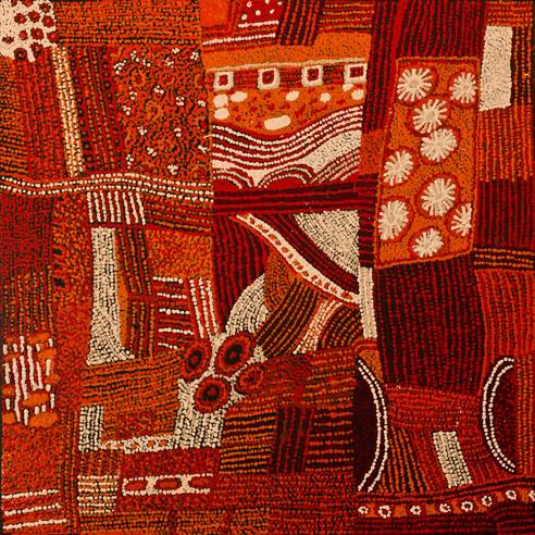 Australian Indigenous (Aboriginal and Torres Strait Islander) artwork by YURPIYA LIONEL of Ernabella Artists. The title is Donald’s Well. [150-12] (Acrylic on Canvas)