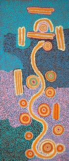 Australian Indigenous (Aboriginal and Torres Strait Islander) artwork by PADDY JAPALJARRI STEWART of Warlukurlangu Artists (Yuendumu). The title is Door 26 - Warna Jukurrpa (Snake Dreaming). [3054/11] (Acrylic on Belgian Linen)
