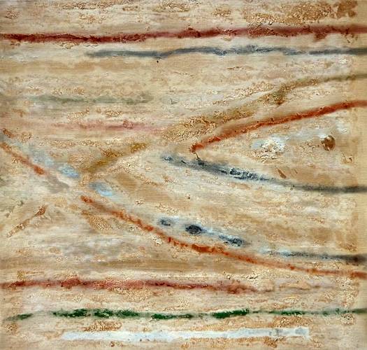 Australian Indigenous (Aboriginal and Torres Strait Islander) artwork by LINDSAY HARRIS of Miscellaneous Artists. The title is Doorntj (Harvest coming together). [09 - Doorntj (Harvest coming together)] (Pigment, Resin and Clay on Hemp)