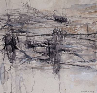 Australian Indigenous (Aboriginal and Torres Strait Islander) artwork by VICTORIA CATTONI of Miscellaneous Artists. The title is Drawing 09.12 - 1. [VC_wp2-1_2012] (Watercolour on Paper )