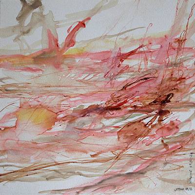 Australian Indigenous (Aboriginal and Torres Strait Islander) artwork by VICTORIA CATTONI of Miscellaneous Artists. The title is Drawing 09.12 - 2. [VC_wp2-2_2012] (Watercolour on Paper )