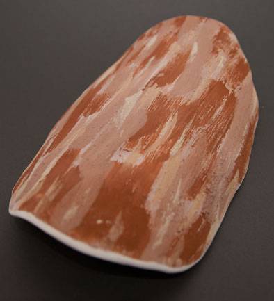 Australian Indigenous (Aboriginal and Torres Strait Islander) artwork by BEVERLEY MELDRUM of Baluk Artists. The title is Earth Connection. [151-17] (Ceramic and Ochre)