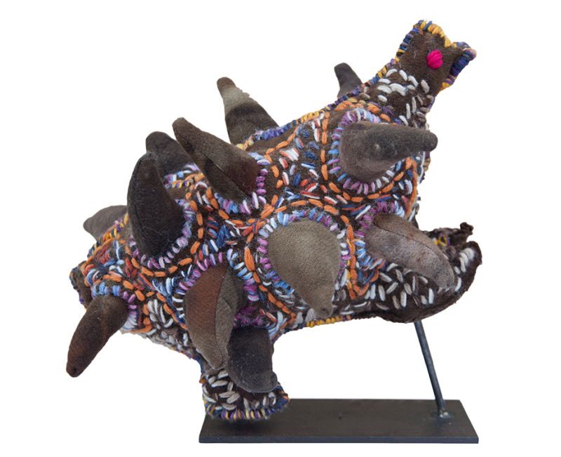 Australian Indigenous (Aboriginal and Torres Strait Islander) artwork by MARLENE RUBUNTJA of Yarrenyty Arltere Artists (YALC). The title is Echidna with Pink Eyes. [120-14] (Soft Sculpture)