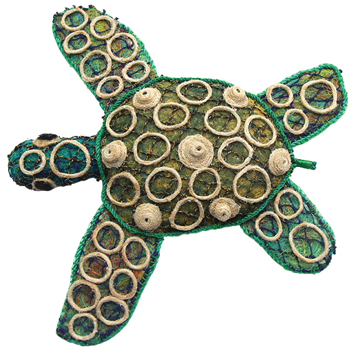 Australian Indigenous (Aboriginal and Torres Strait Islander) artwork by ETHEL CHARLIE of Erub Erwer Meta. The title is Ethel. [16-83] (Ghost Nets, Rope & Twine)