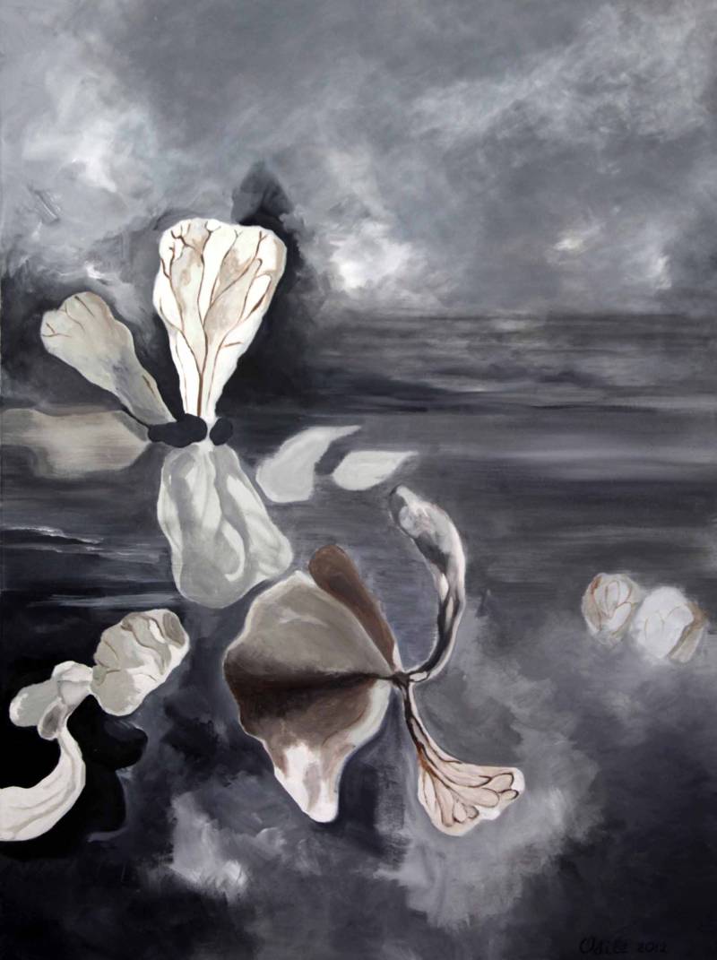 Australian Indigenous (Aboriginal and Torres Strait Islander) artwork by ODILE REGNIER of Miscellaneous Artists. The title is Evanescence. [IMG_1870] (Acrylic on canvas)