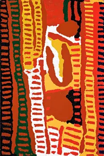 Australian Indigenous (Aboriginal and Torres Strait Islander) artwork by LUCY YUKENBARRI of Warlayirti Artists (Balgo). The title is Flying Ant Dreaming. [60/92] (Acrylic on Canvas)