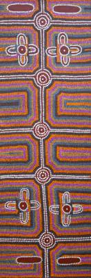 Australian Indigenous (Aboriginal and Torres Strait Islander) artwork by DICK TJAPALTJARI BROWN of Papunya Tjupi Artists. The title is Father’s Country. [03184DB] (Acrylic on Linen)