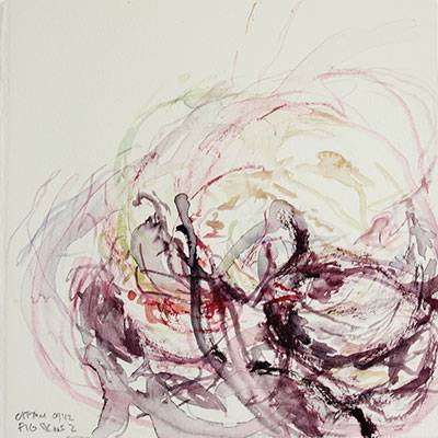 Australian Indigenous (Aboriginal and Torres Strait Islander) artwork by VICTORIA CATTONI of Miscellaneous Artists. The title is Fig Skins 2. [VC_wp3-10_2012] (Watercolour on Paper)