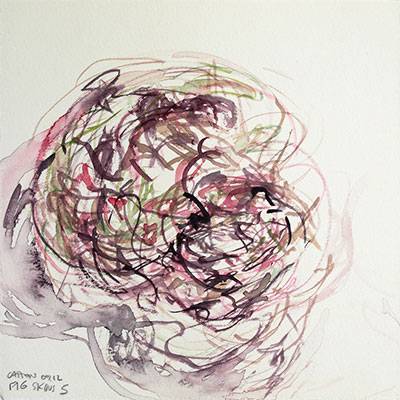 Australian Indigenous (Aboriginal and Torres Strait Islander) artwork by VICTORIA CATTONI of Miscellaneous Artists. The title is Fig Skins 5. [VC_wp3-13_2012] (Watercolour on Paper)