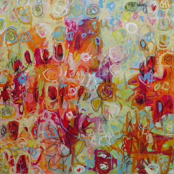 Australian Indigenous (Aboriginal and Torres Strait Islander) artwork by ROBBI NEAL of Miscellaneous Artists. The title is Finding a Song. [RN071121L] (Oil and Acrylic on Linen)