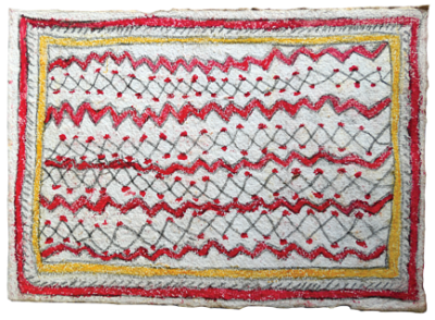 Australian Indigenous (Aboriginal and Torres Strait Islander) artwork by FATE SAVARI (ISAWDI) of Omie Artists. The title is Fire story of River Ido (Part II). [14-217] (Pencil and Ink on Paper)