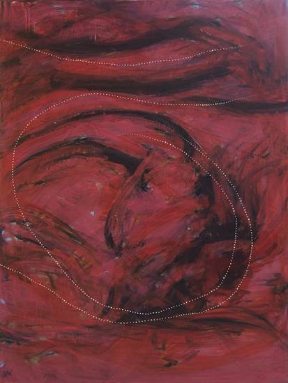 Australian Indigenous (Aboriginal and Torres Strait Islander) artwork by SHANE PICKETT of Miscellaneous Artists. The title is First Waters of Drying Waterhole. [SP01700] (Acrylic on Linen)