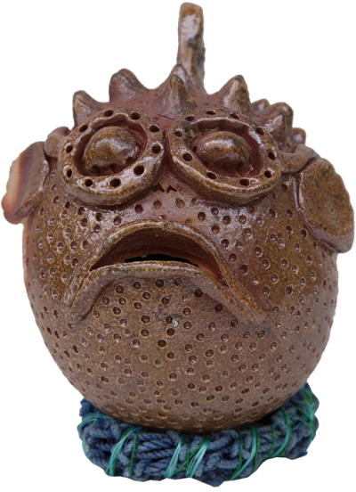 Australian Indigenous (Aboriginal and Torres Strait Islander) artwork by ELLAROSE SAVAGE of Erub Erwer Meta. The title is Fish. [13-130] (Ceramic)