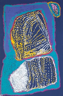 Australian Indigenous (Aboriginal and Torres Strait Islander) artwork by PAULA PAUL of Mornington Island Artists. The title is Flat Reef. [3693-L-PP-1008] (Synthetic Polymer Paint on Linen)