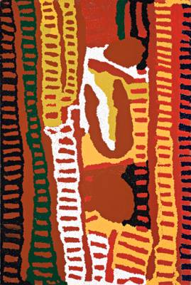 Australian Indigenous (Aboriginal and Torres Strait Islander) artwork by LUCY YUKENBARRI of Warlayirti Artists (Balgo). The title is Flying Ant Dreaming. [60/92] (Acrylic on Canvas)