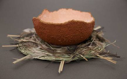 Australian Indigenous (Aboriginal and Torres Strait Islander) artwork by BEVERLEY MELDRUM of Baluk Artists. The title is Fractured Ground. [135-18] (Found Materials and Fibres)