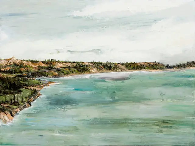 Australian Indigenous (Aboriginal and Torres Strait Islander) artwork by AMANDA PENROSE HART of Miscellaneous Artists. The title is Gallipoli Peninsula. [APH201706020] (Oil on Canvas)