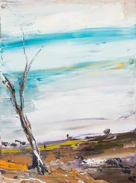 Australian Indigenous (Aboriginal and Torres Strait Islander) artwork by AMANDA PENROSE HART of Miscellaneous Artists. The title is High Country. [APH201706022] (Oil on Canvas)