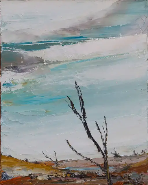 Australian Indigenous (Aboriginal and Torres Strait Islander) artwork by AMANDA PENROSE HART of Miscellaneous Artists. The title is High Country II. [APH201706040] (Oil on Canvas)