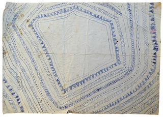 Australian Indigenous (Aboriginal and Torres Strait Islander) artwork by FATE SAVARI (ISAWDI) of Omie Artists. The title is Hartu’e - Pendant made from turtle shell. [12-220] (Ink on Schoolbook Paper)