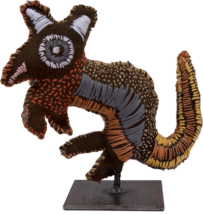 Australian Indigenous (Aboriginal and Torres Strait Islander) artwork by RHONDA SHARPE of Yarrenyty Arltere Artists (YALC). The title is Hopping Mouse. [197-14] (Soft Sculpture)