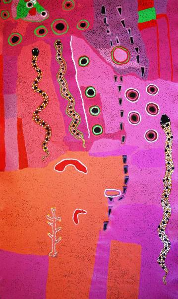 Australian Indigenous (Aboriginal and Torres Strait Islander) artwork by GINGER WIKILYIRI of Tjungu Palya Artists. The title is Ilpinya. [08467] (Acrylic on Canvas)