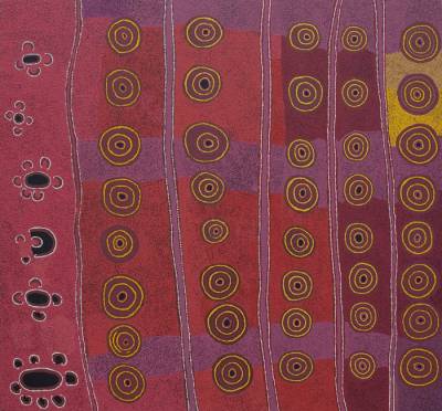 Australian Indigenous (Aboriginal and Torres Strait Islander) artwork by GINGER WIKILYIRI of Tjungu Palya Artists. The title is Ilpinya. [08430] (Acrylic on Canvas)