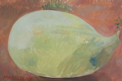 Australian Indigenous (Aboriginal and Torres Strait Islander) artwork by WESLEY MASELLI of Miscellaneous Artists. The title is Impressionist Melon. [WM201602001] (Oil on Board)