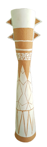 Australian Indigenous (Aboriginal and Torres Strait Islander) artwork by NAOMI HOBSON of Miscellaneous Artists. The title is Iwayi (2019). [NH202001005C] (Hand Built Terracotta with White Slip Underglaze.  Freehand Sgraffito.)