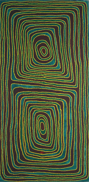 Australian Indigenous (Aboriginal and Torres Strait Islander) artwork by MAWUKURA JIMMY NERRIMAH of Mangkaja Artists. The title is Jilirrkujarra. [pc610/05] (Acrylic on Canvas)