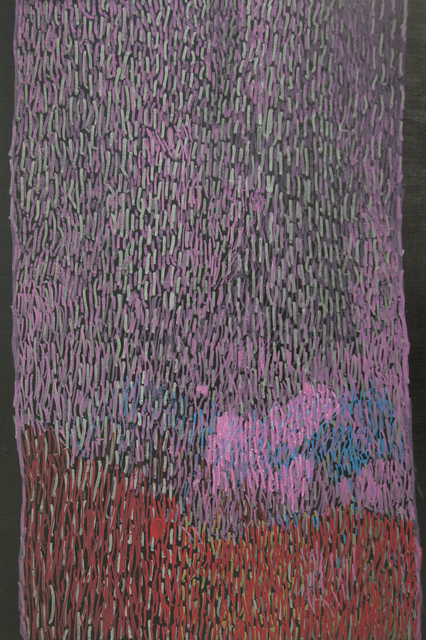 Australian Indigenous (Aboriginal and Torres Strait Islander) artwork by NGARRALJA TOMMY MAY of Mangkaja Artists. The title is Jilji and Bila. [177/15] (Atelier Acrylic Paint on Plywood)