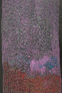 Australian Indigenous (Aboriginal and Torres Strait Islander) artwork by NGARRALJA TOMMY MAY of Mangkaja Artists. The title is Jilji and Bila. [177/15] (Atelier Acrylic Paint on Plywood)