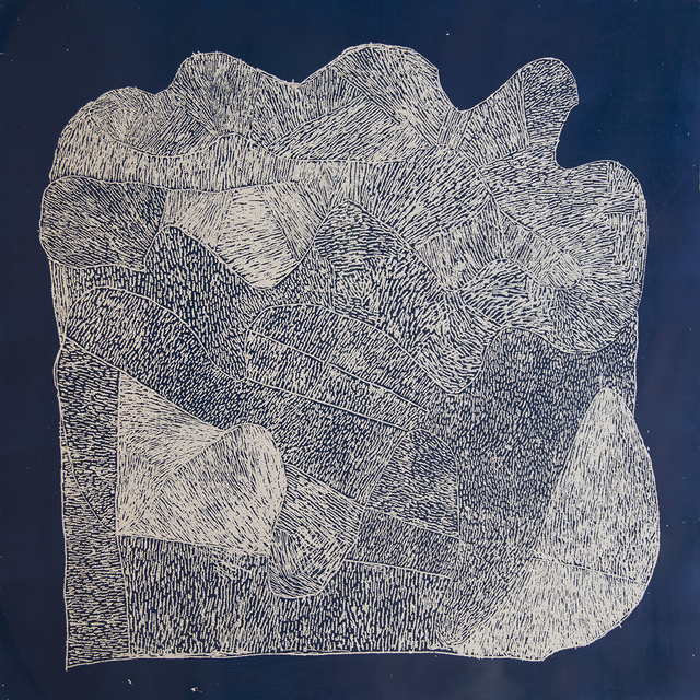 Australian Indigenous (Aboriginal and Torres Strait Islander) artwork by NGARRALJA TOMMY MAY of Mangkaja Artists. The title is Jilji and Bila. [16/16] (Enamel Paint on Tin)