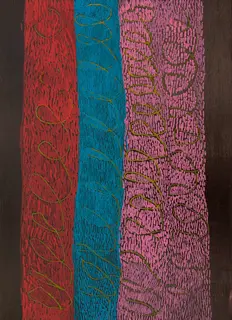 Australian Indigenous (Aboriginal and Torres Strait Islander) artwork by NGARRALJA TOMMY MAY of Mangkaja Artists. The title is Jilji and Bila. [325/15] (Acrylic Paint Pen on 8mm Marine Plywood)