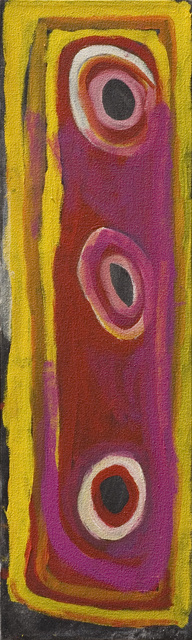 Australian Indigenous (Aboriginal and Torres Strait Islander) artwork by NYUJU STUMPY BROWN of Mangkaja Artists. The title is Jumu. [pc754/05] (Atelier Artist Acrylic on 11oz Cotton Duck)