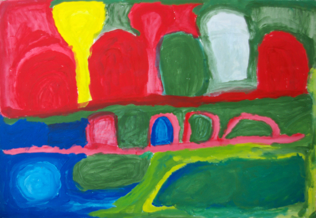 Australian Indigenous (Aboriginal and Torres Strait Islander) artwork by PAJI WAJINA HONEYCHILD YANKARR of Mangkaja Artists. The title is Jarjupi. [wp044/96] (Atelier Acrylic, 250gsm Velin Arches Paper)