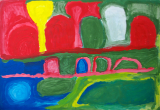 Australian Indigenous (Aboriginal and Torres Strait Islander) artwork by PAJI WAJINA HONEYCHILD YANKARR of Mangkaja Artists. The title is Jarjupi. [wp044/96] (Atelier Acrylic, 250gsm Velin Arches Paper)