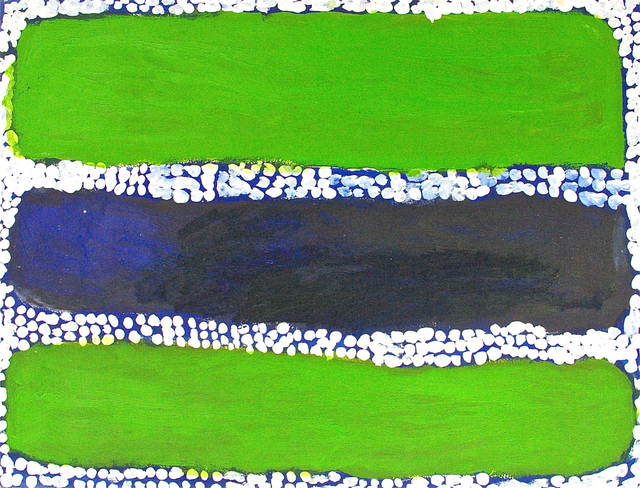 Australian Indigenous (Aboriginal and Torres Strait Islander) artwork by WAKARTU CORY SURPRISE of Mangkaja Artists. The title is Jilljie My Country. [wp362/03] (Atelier Artist Acrylic, 250gsm Velin Arches Paper)