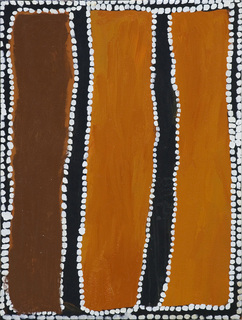 Australian Indigenous (Aboriginal and Torres Strait Islander) artwork by WAKARTU CORY SURPRISE of Mangkaja Artists. The title is Jumu And Jilji. [pc199/05] (Atelier Acrylic Paint on 14oz Canvas)